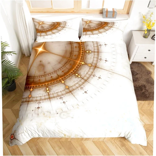 MIYOLI Compass Duvet Cover Queen Compass Bedding Set 3D Print Navigation Lightweight Soft Microfiber Comforter Cover 90