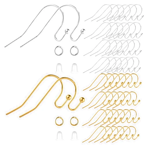 VIW Earring Hooks, 600pcs Hypoallergenic Earrings Making kit(Silver and Gold) Earrings Finding Component Accessories,Earring Backs,Jump Rings for Jewelry Making DIY Craft