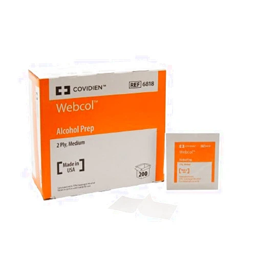 Covidien 6818 Webcol Alcohol Prep, Sterile, Medium, 2-Ply, Pack of 200