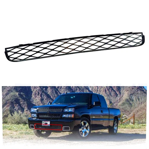BST BSSP Black Front Lower Grille 12335765 Compatible with 2003 2004 2005 2006 Chevy Silverado 1500 SS Front Bumper Lower Mesh Grill Cover Trim