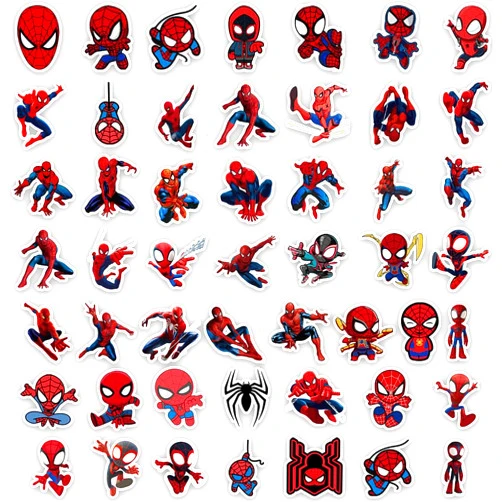 UUKD 50 Pcs Cartoon Spider Stickers, Waterproof Stickers, Superheroes Stickers for Students Rewards, Laptop Bottle Car Bike Bumper Skateboard Luggage