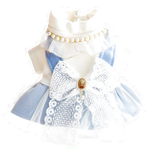 AZA Dog Princess Dresses for Small Dogs Lolita Clothes Bow Costume Pet Girl Cute Coat Outfits Fall Blue Costumes (S,Blue)