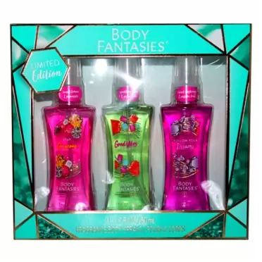Body Fantasies (1) Box Fragrance Body Sprays 3pc Limited Edition Set - Scents: Stay Gorgeous, Good Vibes Only, Follow Your Dreams - 1.7 fl oz each Spray Bottle