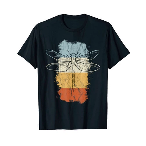 SkizzenMonster Insect Lover Gifts Retro Vintage Colored Dragonfly Drawing T-Shirt
