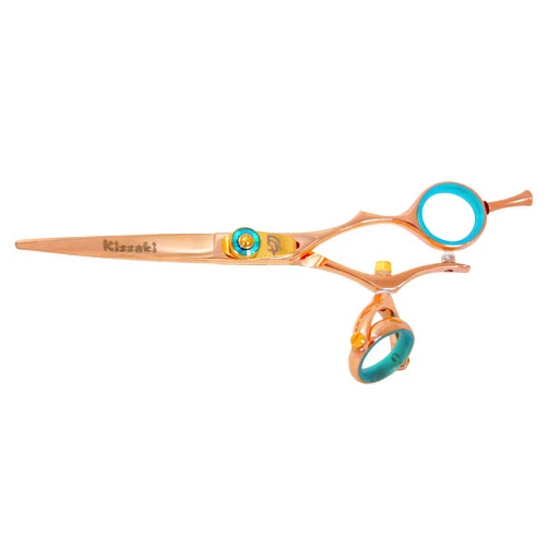 Kissaki Hair Scissors Gokatana 6.0 inches Double Swivel Rose Gold B Titanium Hair Cutting Shears