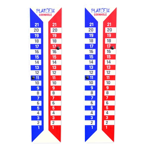 Play Platoon Cornhole Scoreboard Vertical Score Keeper Board & Accessories 4 Magnets, 4 Clothes Pin, PVC Tower Stand & Carry Bag Holder for Professional Corn Hole Bag Tournament