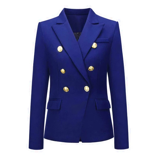 chouyatou Women's Vintage Double Breasted Slim Fit Dress Suit Blazer Jacket