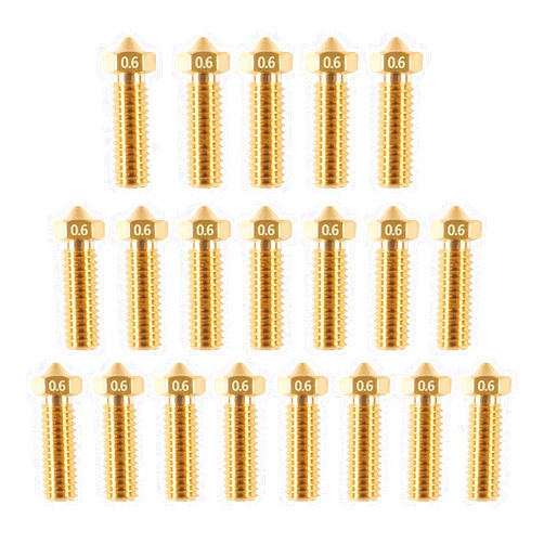 AEDIKO 20pcs V6 Volcano Nozzle Brass Extra Extruder Nozzles 0.6mm for 3D Printer M6 1.75mm Filament