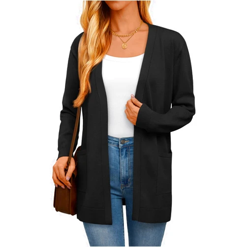 LILLUSORY Womens Long Cardigan Sweaters with Pockets Open Front Knit 2025 Fall Fashion Outfits Winter Clothes