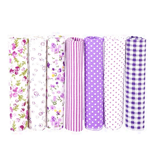 OUKENS Cotton Craft Fabric 7pcs Quilting Supplies Top Fat Quarter Bundles Floral Precut Fabric Square for DIY Craft Patchwork Wallet Cushion Cover(20” x 20”)