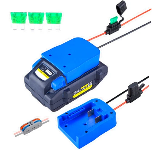 Crivnhar Power Wheel Adapter for Kobalt 24V Max Battery with Fuse & Wire terminals, Power Connector for Rc Car, 14 Gauge Robotics, Rc Truck, DIY use, Work for KB624-03 KB524-03 KB424-03 KB224-03 Battery
