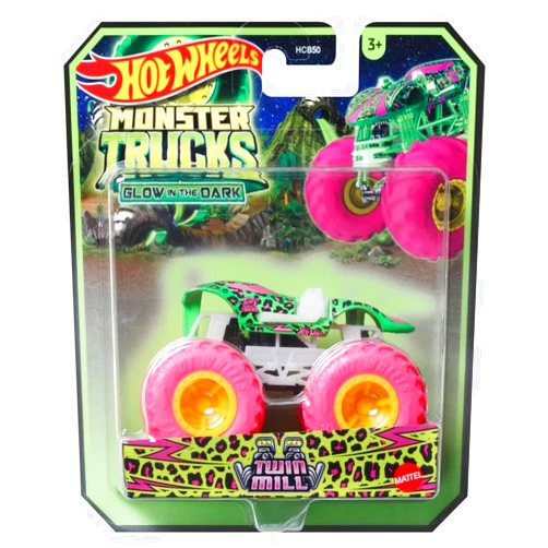Hot Wheels Monster Trucks Glow in The Dark 1:64 Scale Trucks Twin Mill 2024