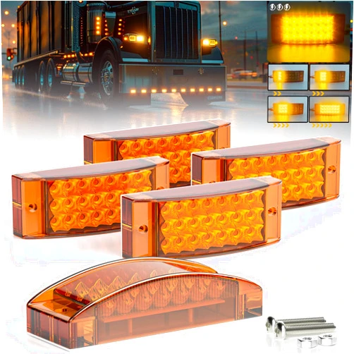 BJZ Trailer Marker LED Lights Amber 21LED Side Marker Clearance Turn Signal Indicator Lights 5.8'' 12V Rectangular Flash Strobe Flow Light Waterproof for Trailer Truck Van Pickup ATV UTV RV, 5Pcs