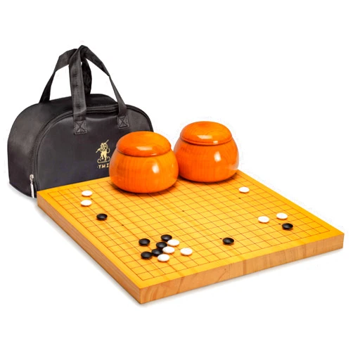 Yellow Mountain Imports Shin Kaya 1.2-Inch Reversible Go Game Set Board with Double Convex Korean Hardened Glass Paduk Go Stones and Jujube Bowls - Classic Strategy Board Game (Baduk/Weiqi)