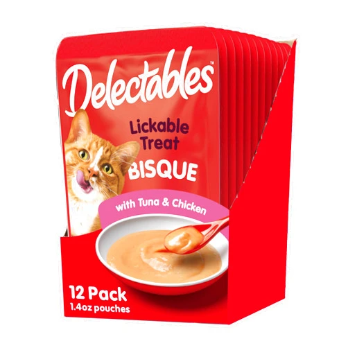 Hartz Delectables Bisque Lickable Wet Cat Treats - Tuna & Chicken, 1.4 oz (Pack of 12)