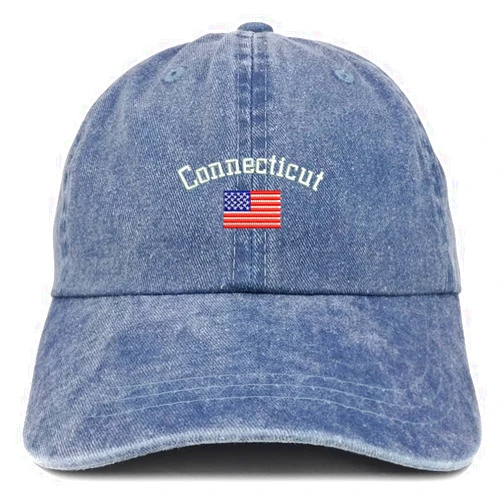 Trendy Apparel Shop Connecticut USA Flag Pigment Dyed Washed Baseball Cap