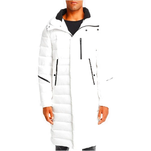 Karl Lagerfeld Paris Mens Down Midi Puffer Coat Small White
