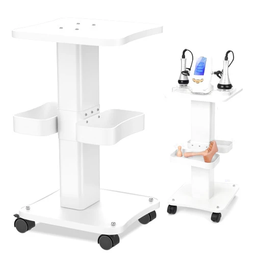 Meifuly Esthetician Cart with Wheels and 2 Trays, 4 Tier Salon and Spa Equipment Trolley Carts, Beauty Machine Trolley, Load 135lbs