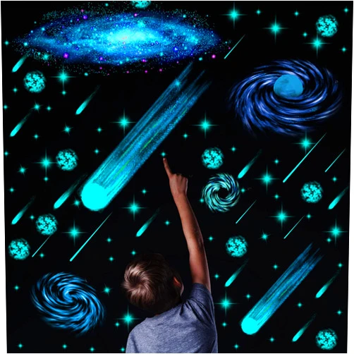Chinco Glow in The Dark Stars for Ceiling Wall Stickers Galaxy Star Stickers Glow in The Dark Self-Adhesive Glow in The Dark Wall Stickers Removable Glow in Dark Decals for Kid Nursery (Classic Style)