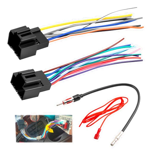 Purthog Radio Wiring Harness,Car Audio & Video Wiring Harnesses Kit with Antenna Adapter & Ignition Wire,Plug and Play Stereo Wirings Harness Compatible with Cadillac GMC Chevrolet