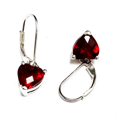 Generic E30808L Ruby Red Mt St Helens Heart Shape 8mm Helenite Sterling Silver Dangle Earrings