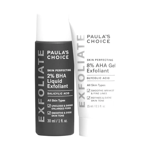 Paula's Choice SKIN PERFECTING 8% AHA Gel & 2% BHA Liquid Travel Duo, Facial Exfoliants for Blackheads, Large Pores, Wrinkles & Fine Lines, Face Exfoliators w/Glycolic & Salicylic Acid - Travel Size