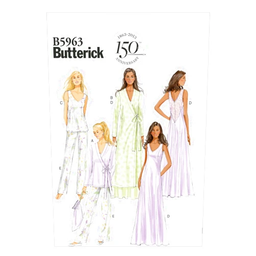 Butterick Patterns B5963 Misses' Robe, Top, Gown, Pants and Bag Sewing Templates, Size E5 (14-16-18-20-22)