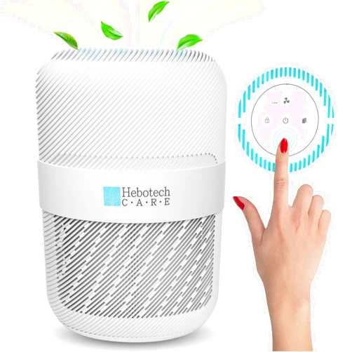 Hebotech CARE Hepa Air Purifier for Home Large Room Pets and Dust Protection Upto 1200 Ft²- Smart Room Air Purifier with Air Quality Indication & Touch Control - Quiet Air Purifier for Pets Odour, Smoke & Pollen