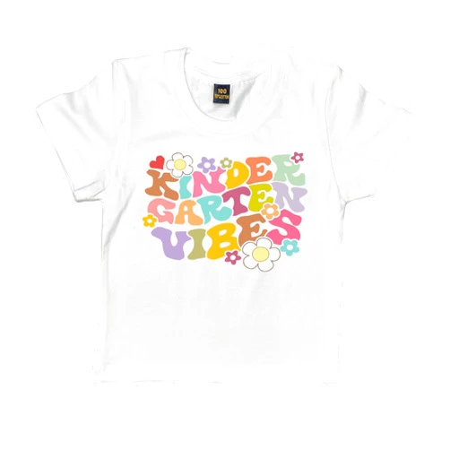 NeatKnit Back to School Shirt for Girl Boy Kindergarten PRE-K First Day Of School Top Vintage Rainbow Hippie Retro Boho T Shirt (5-6T, Kinder GARTEN Vibes-T Shirt)