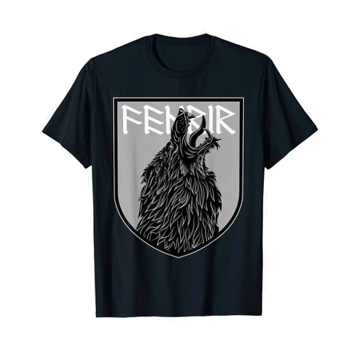 Viking Warrior Tees Fenrir Shirt Norse Wolf Shirt Ragnarok Wolf T-Shirt
