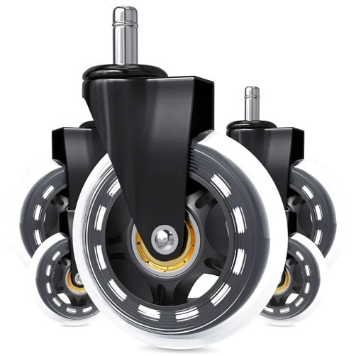 Innovative Haus Premium Office Chair Wheels Replacement Set of 5 - Heavy Duty 3'' Clear Caster Wheels for Carpet & Hardwood Floors - Universal Fit, Quiet & Smooth Rolling - No Desk Floor Mat Needed