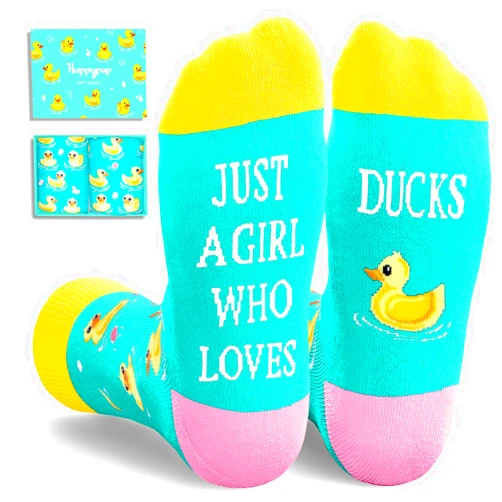 HAPPYPOP Funny Rubber Duck Gifts for Women - Duck Gifts for Duck Lovers, Cute Duck Socks for Teen Girls