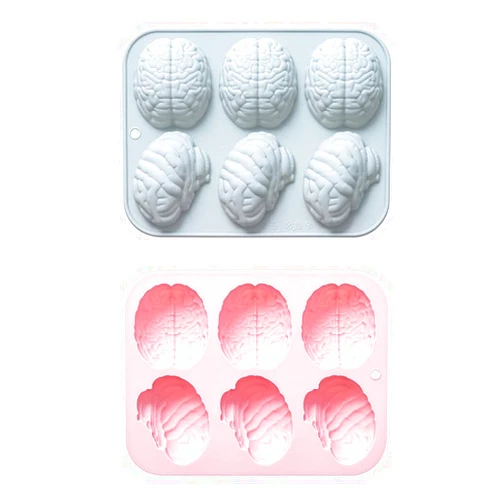 ikasus Molds Creative Brain-Shaped Resin Molds in-Stock Cake Mold Modern Minimalist Design (Blue+Peach)