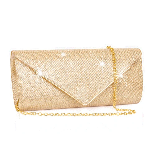 Larcenciel Clutch Purses for Women, Sparkling Envelope Evening Bag with Detachable Chain