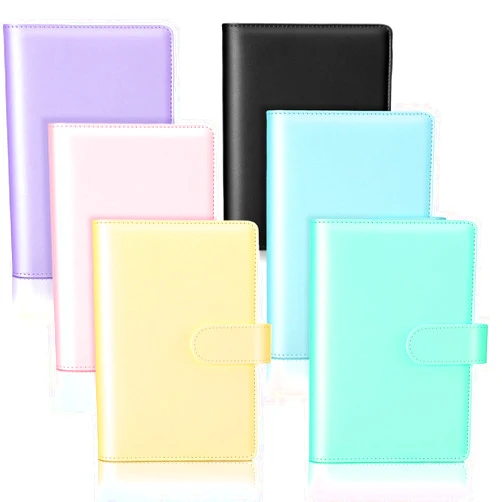 Zonon 6 Pieces A6 PU Leather Notebook Binder Refillable 6 Rings Binder Cover Loose Leaf Personal Planner with Magnetic Buckle Closure (Pink, Green, Purple, Sky Blue, Yellow, Black)