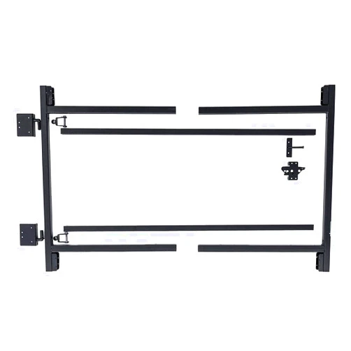 Adjust-A-Gate 2 Pack Powder Coated Steel Frame Gate Hardware Building Kit, Fits 60 in to 96 in Wide and 6 Ft High Gate Openings, Black