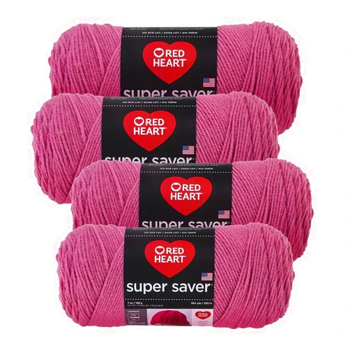 Red Heart Super Saver Yarn (4-Pack of 7oz Skeins) (Light Raspberry)