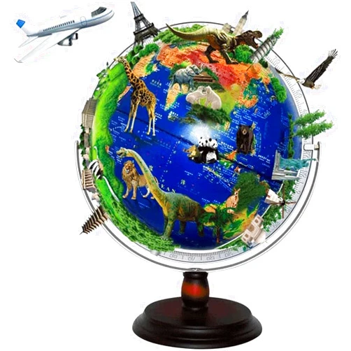 YJHAODM Educational 3D Embossed Globe, 720° Rotating World Globe with Scale Ball Rack, Rechargeable Earth Globe Built in LED Geographic Globe Stable
