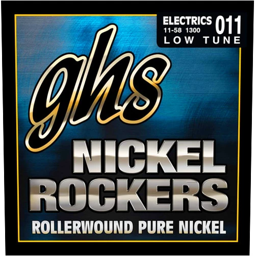 GHS Strings Nickel Rockers Electric Guitar Strings (1300 SET), Low Tune, 11-58