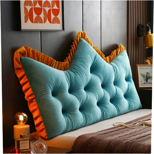 Triflice Large Headboard Pillow Soft Crown Shape Bed Reading Pillows Bed Back Pillow for Sitting in Bed Long Pillow for Bed Reading Pillow Adult Couch Sofa Backrest Pillow (Blue, 70.8in)