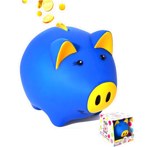 LAEBUILD Magic Piggy Bank for Kids & Adults - Unbreakable Plastic Money Bank with Lock, Glow in The Dark Coin Bank - Gift for Birthday, Christmas & Party Favors (Dark Blue)