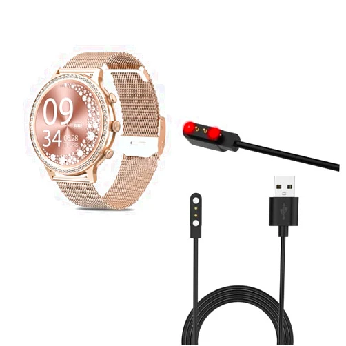 Yiqungo USB Cable for AKUMAKA i70 Smart Watch，2 Pin Magnetic Charger for Women with Diamonds smartwatches