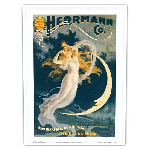 Pacifica Island Art Alexander Herrmann’s Beautiful Illusion - Maid of the Moon - Vintage Magic Poster c.1898 - Master Art Print (Unframed) 9in x 12in