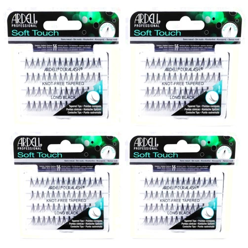 Ardell False Eyelashes Soft Touch Individuals Knot-Free Long Black 4 Pack