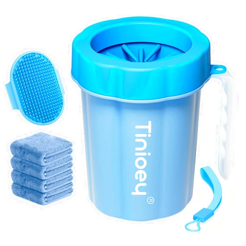 Tinioey Paw Cleaner for Dogs with Handle | Muddy Paw and Foot Washer for Small and Medium Breed Pets