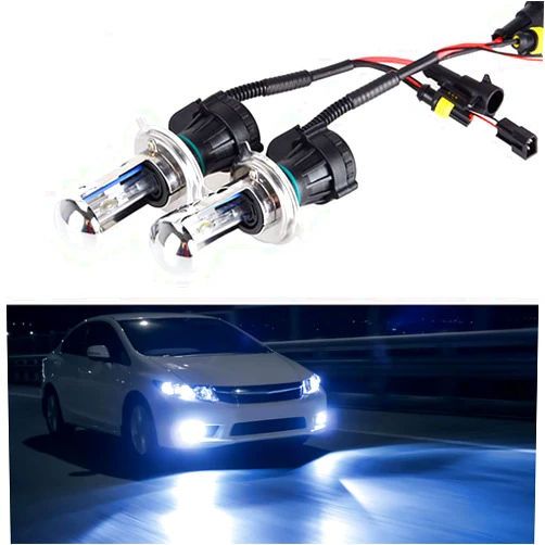 Troniz H4 9003 Bi-Xenon HID Bulbs 35W Super Bright Dual Hi/Lo Headlight Bulb Replacement, 8000K Ice Blue, Pack of 2