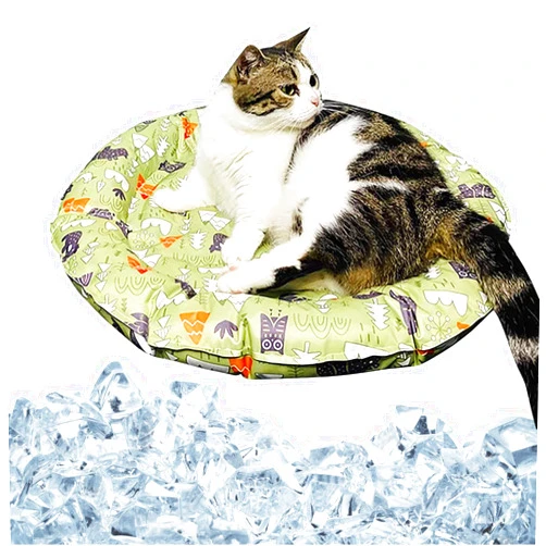 IDOLPET Cat Dog Pet Cooling Mat Cushion Pad Bed Summer Cool Down Comfortable Soft for Pets and Adults (Round Forest, Small)…