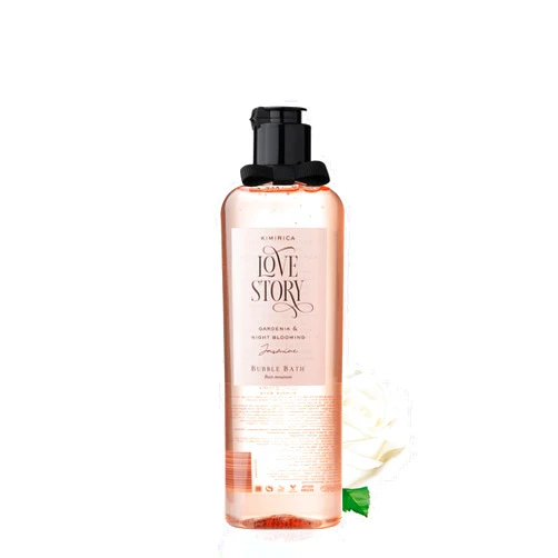 Kimirica Love Story Bubble Bath | Infused with Relaxing Aroma of Gardenia and Night Blooming Jasmine | Plant Based Formula for Soft, Nourished Skin | 9.81 Fl Oz/290 ml