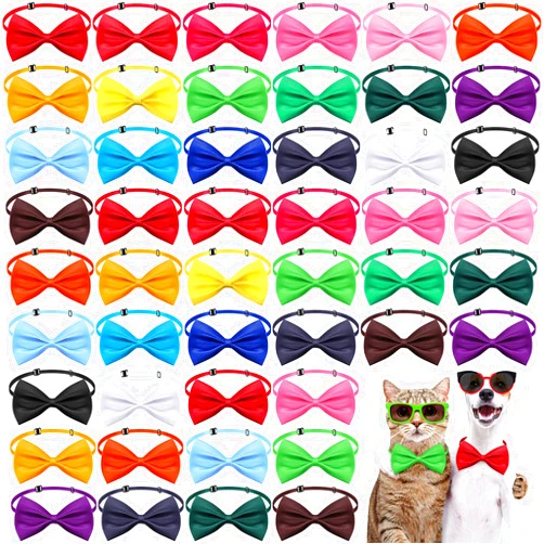 Reginary 100 Pieces Dog Bow Ties for Dogs with Adjustable Collar 19 Colors Puppy Cat Dog Neck Tie Collars Pet Grooming Accessories for Little Medium Girl Boy Pet Holiday Festival Wedding Birthday Gift Party