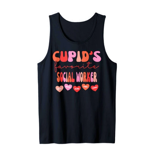 Cupids Favorite School Social Worker Outfits Cupid's Favorite School Social Worker Retro Valentines Day Tank Top
